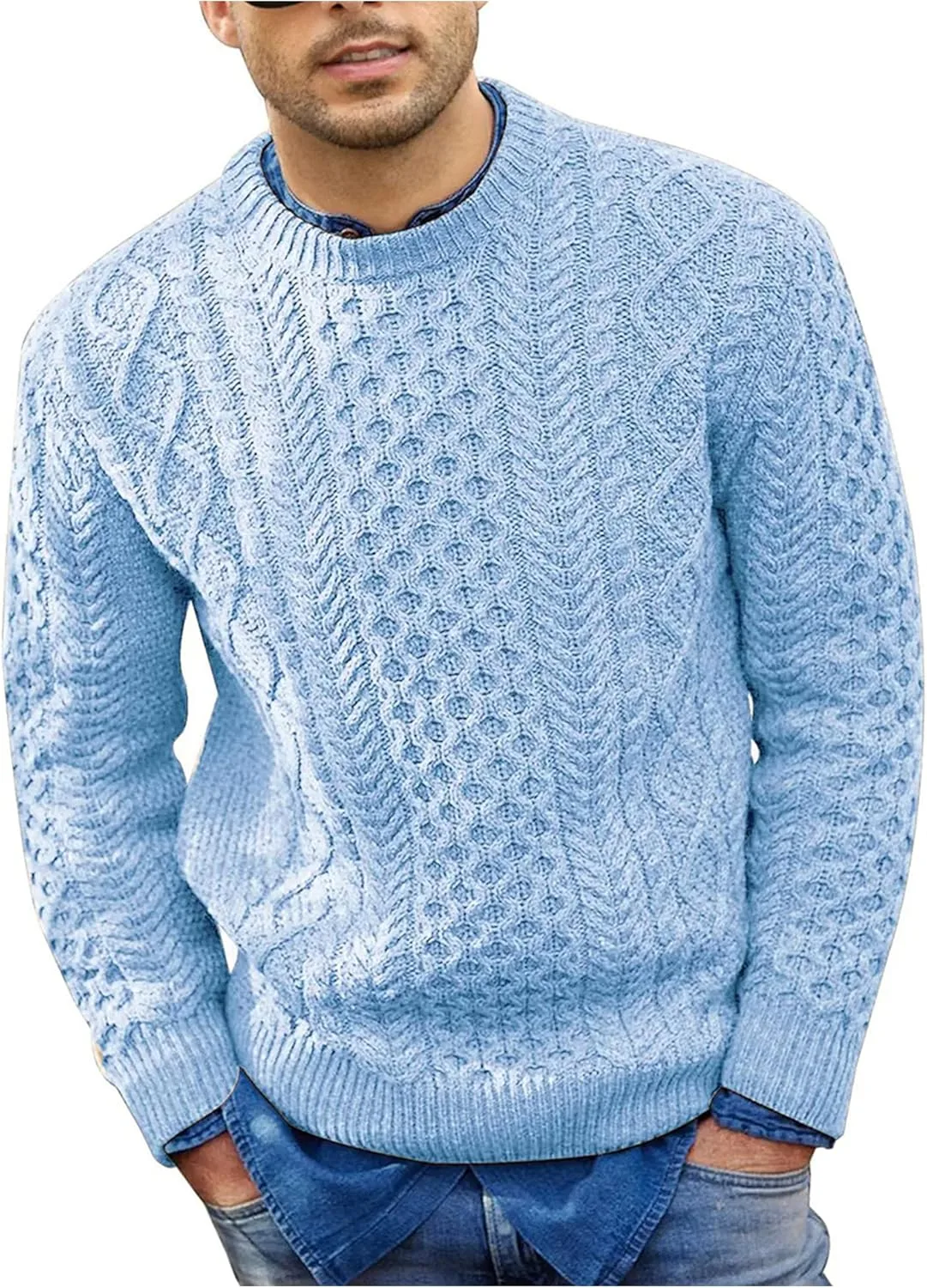 

Свитер мужской осенне-зимний однотонный пуловер вязаный Bestgift