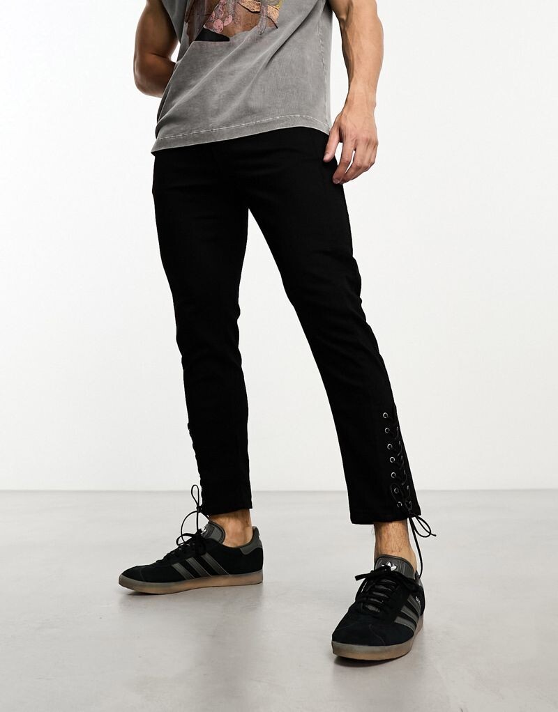 

Черные джинсы скинни с завязками на подоле ASOS DESIGN