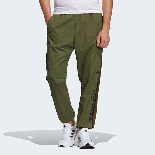 Спортивные штаны adidas M Wrd Wov Pnt Contrasting Colors Woven Loose Bundle Feet Sports Pants Green, зеленый — фото 2