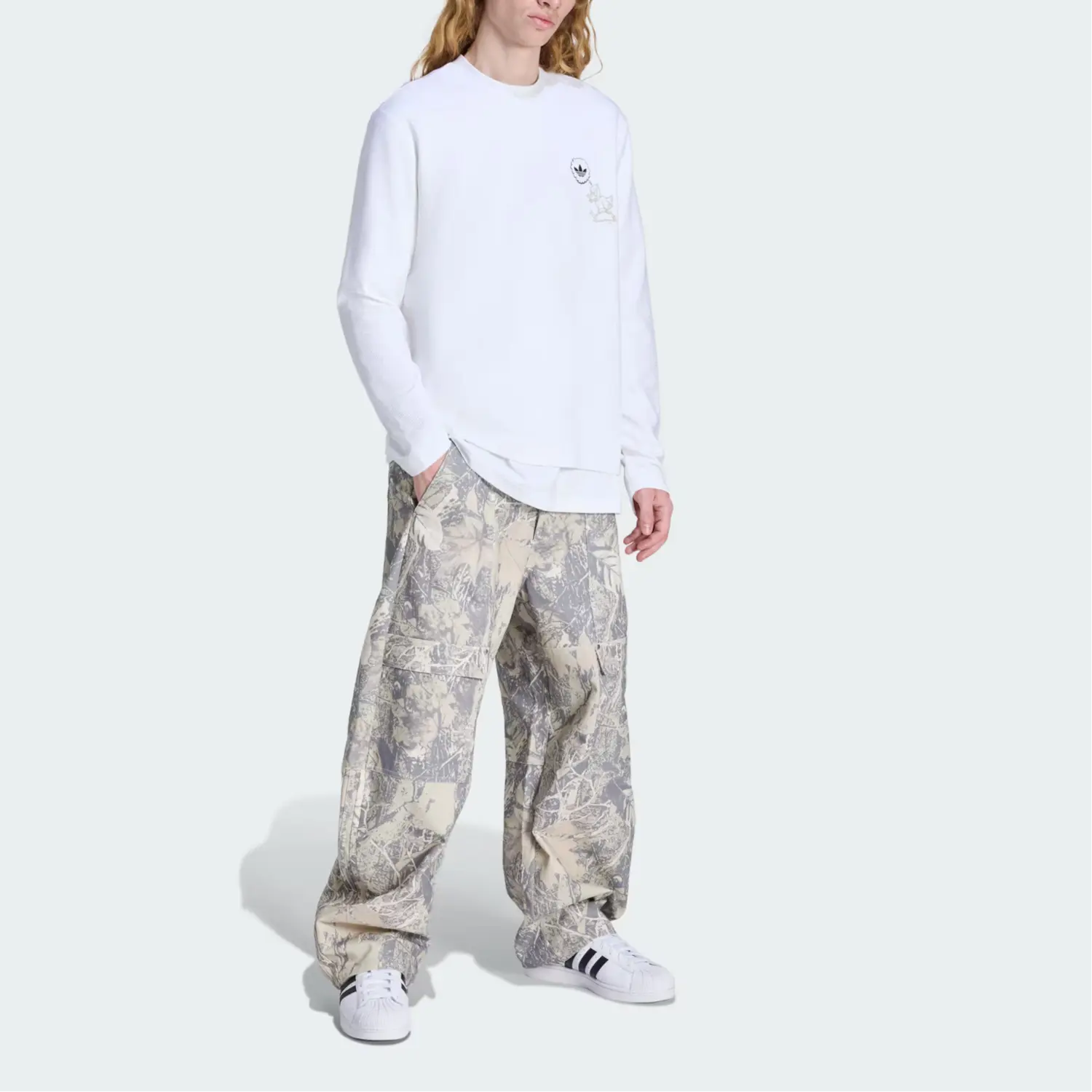 Брюки карго мужские, бренд FW25, модель CANVAS CARGO WORKPANT Adidas Originals, светло sesame серый — фото 3