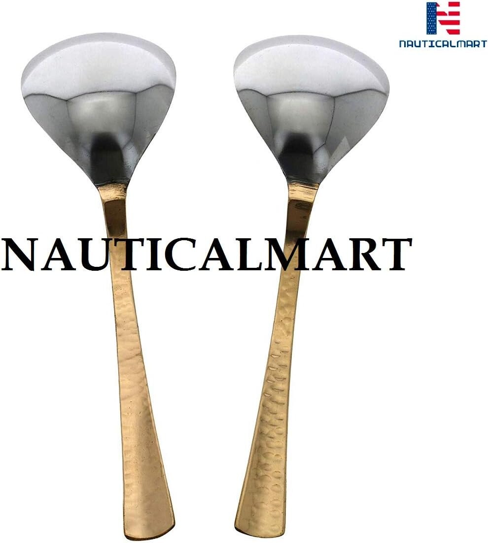 

Nautical Набор столовых приборов Mart Сервировочные ложки Набор из 2 столовых приборов Сервировочная посуда, зеркальная полировка, столовая посуда, можно мыть в посудомоечной машине NauticalMart, Silver