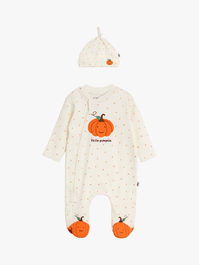 

Детский костюм-пижама из хлопка с шапочкой в виде тыквы JoJo Maman Bébé, Cream