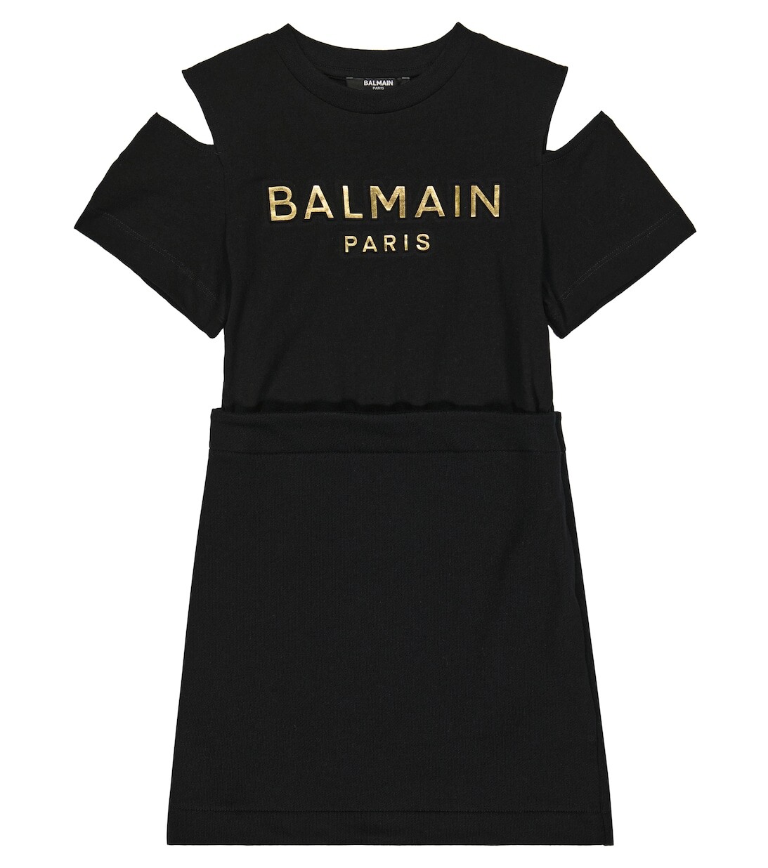

Платье-футболка из хлопкового джерси Balmain, черный