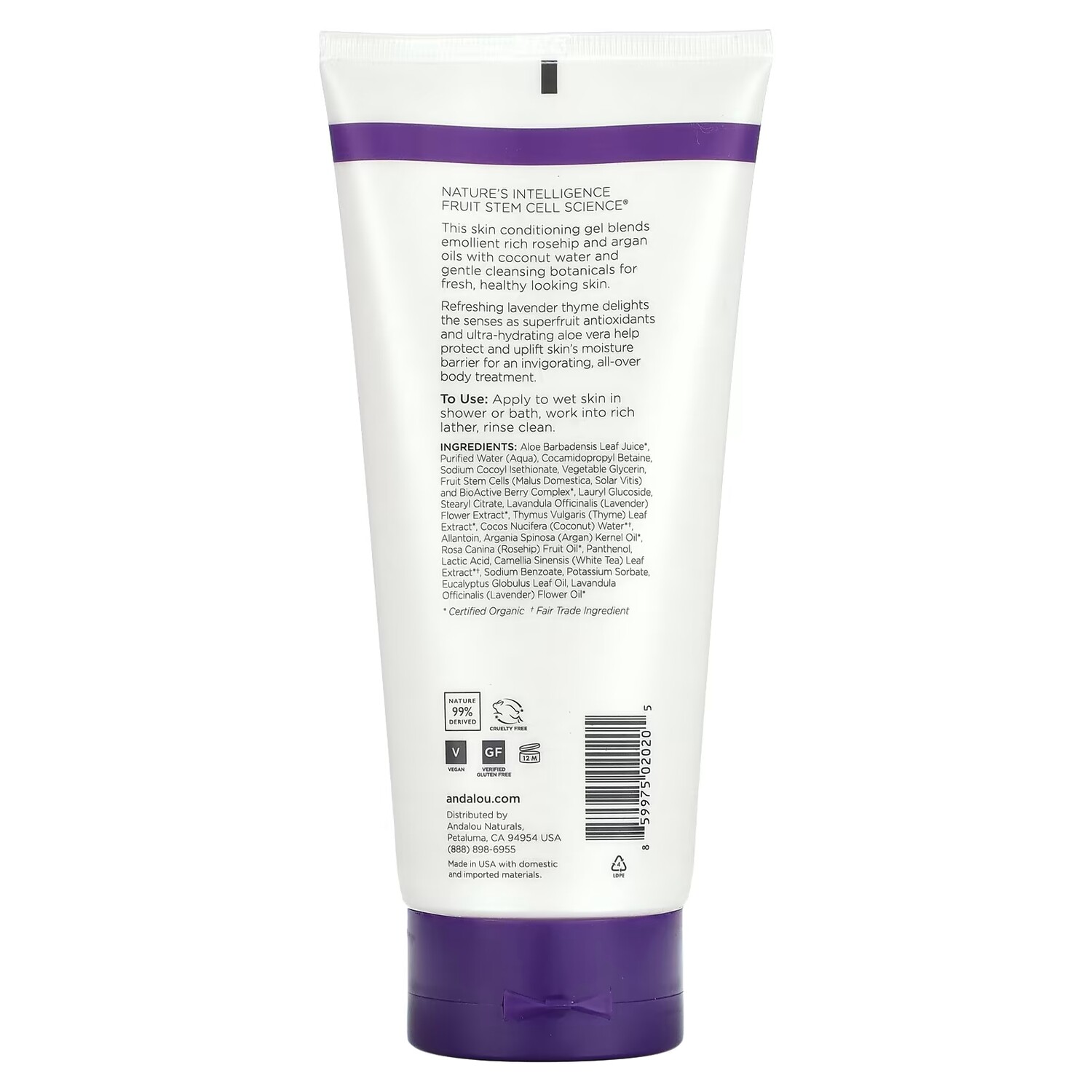 

Гель для душа Andalou Naturals с освежающим лавандовым тимьяном, 251 мл