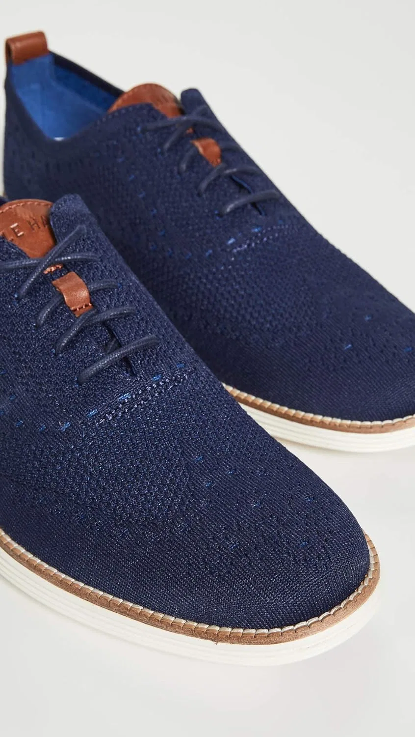Мужские оксфорды Cole Haan Zerogrand Wing, Blue Navy Ivory — фото 4