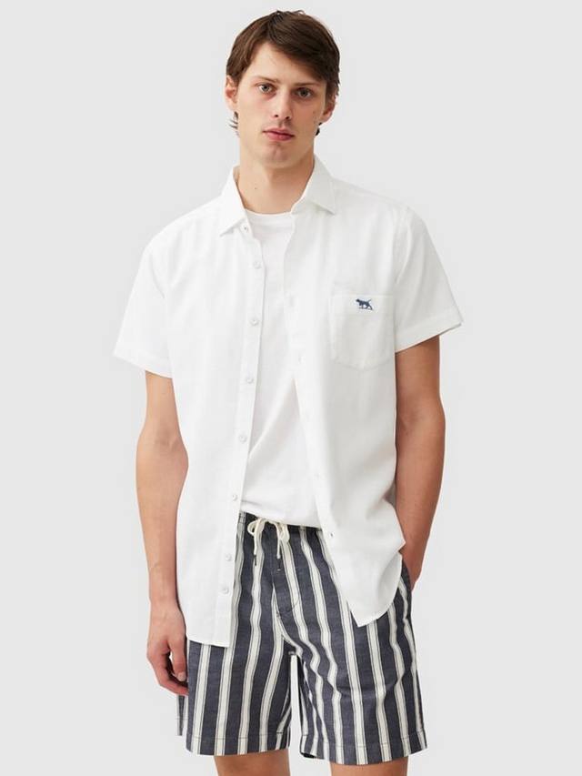 

Текстурированная хлопковая рубашка Airtex с короткими рукавами и slim fit Rodd & Gunn, Blanc