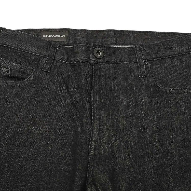 Джинсы J45 Regular-fit из выбеленной саржи 10.5 oz comfort-denim EMPORIO ARMANI, Black — фото 4