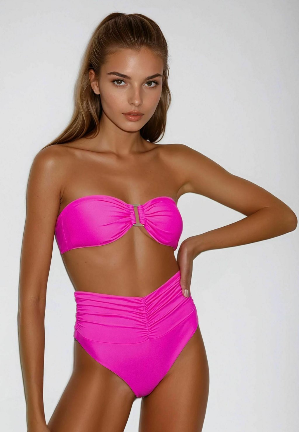 

Бикини BANDEAU SET HIGH WAIST CURL Flavia Valentini, фуксия