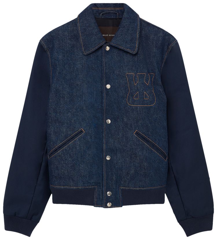 

Куртка Wales Bonner Echo Denim Varsity Jacket 'Denim Indigo', синий
