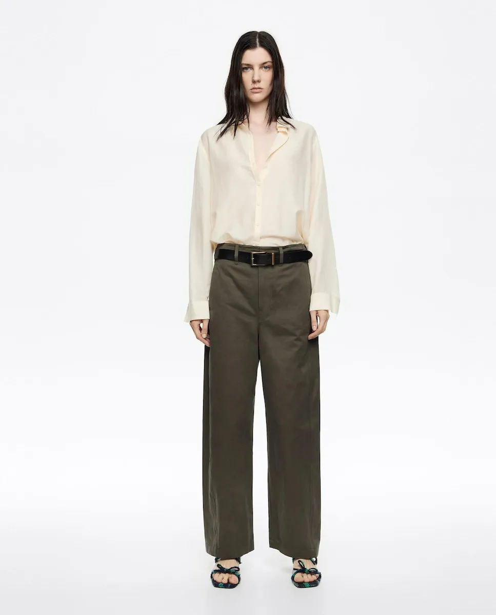 

Женские прямые брюки Barrel из хлопка Bimba y Lola, хаки