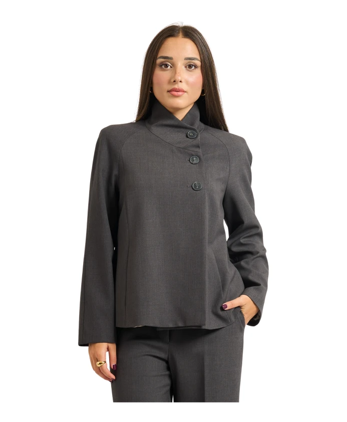 

Двубортный пиджак с высоким воротником Alessia Santi, серый