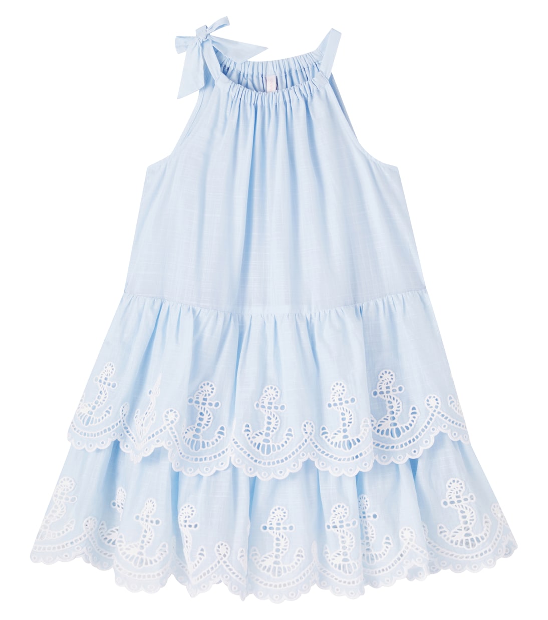 

Многоярусное хлопковое платье Scarborough Zimmermann Kids, Blue/Ivory
