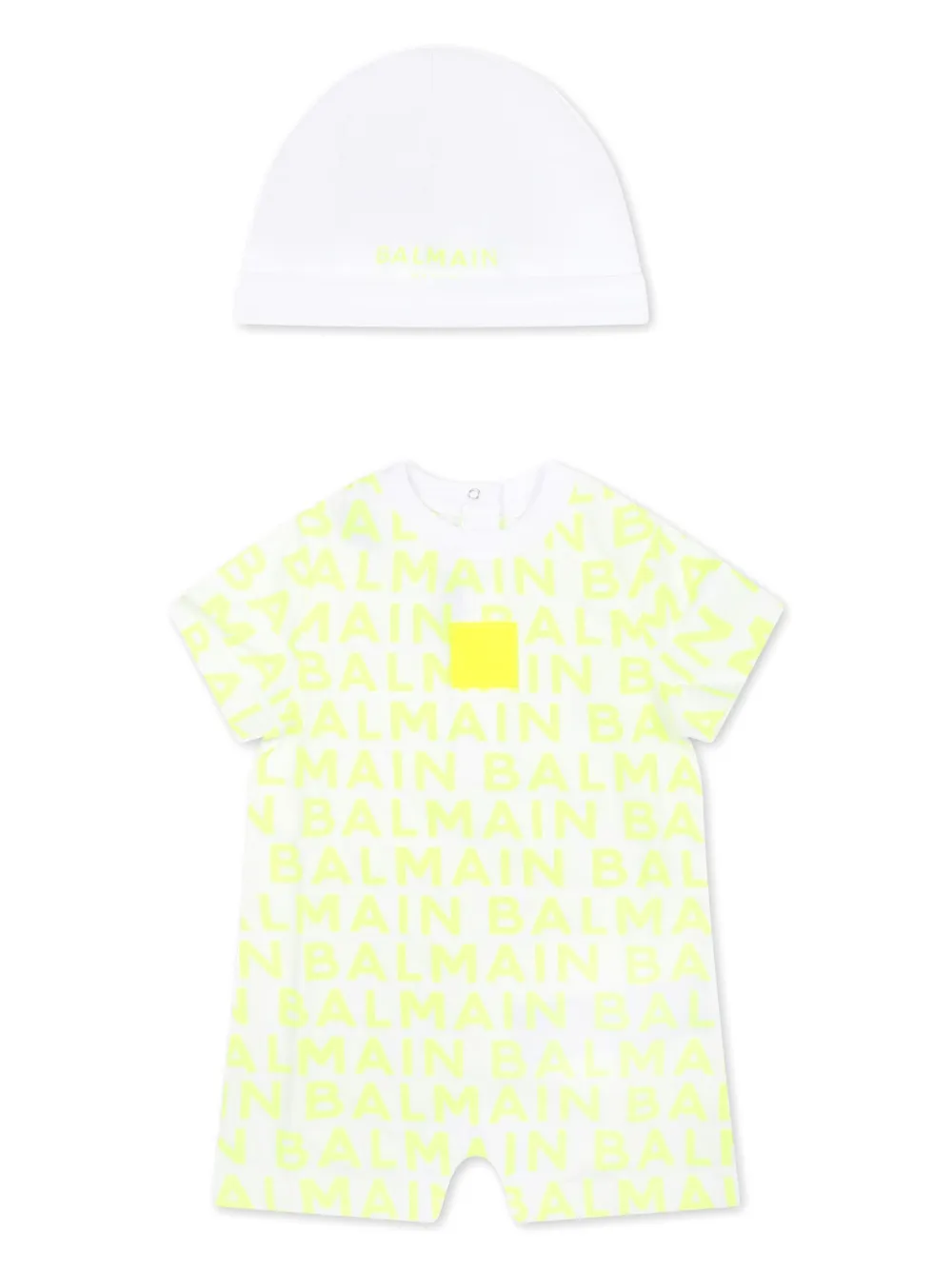 

Комплект из двух комбинезонов с логотипом Balmain Kids, желтый