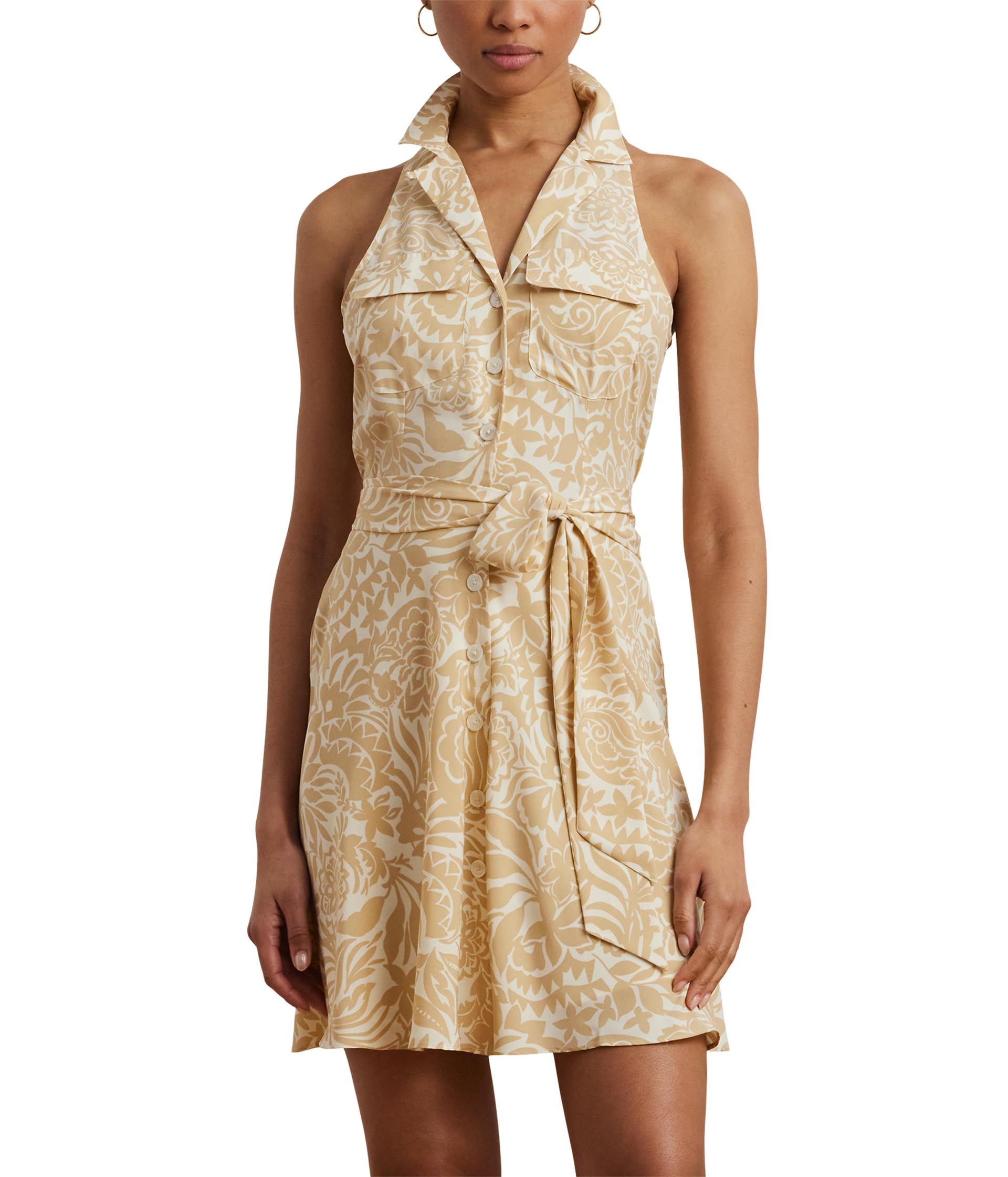 

Платье Lauren Ralph Lauren Floral Crepe Sleeveless Shirtdress, Cream/Tan