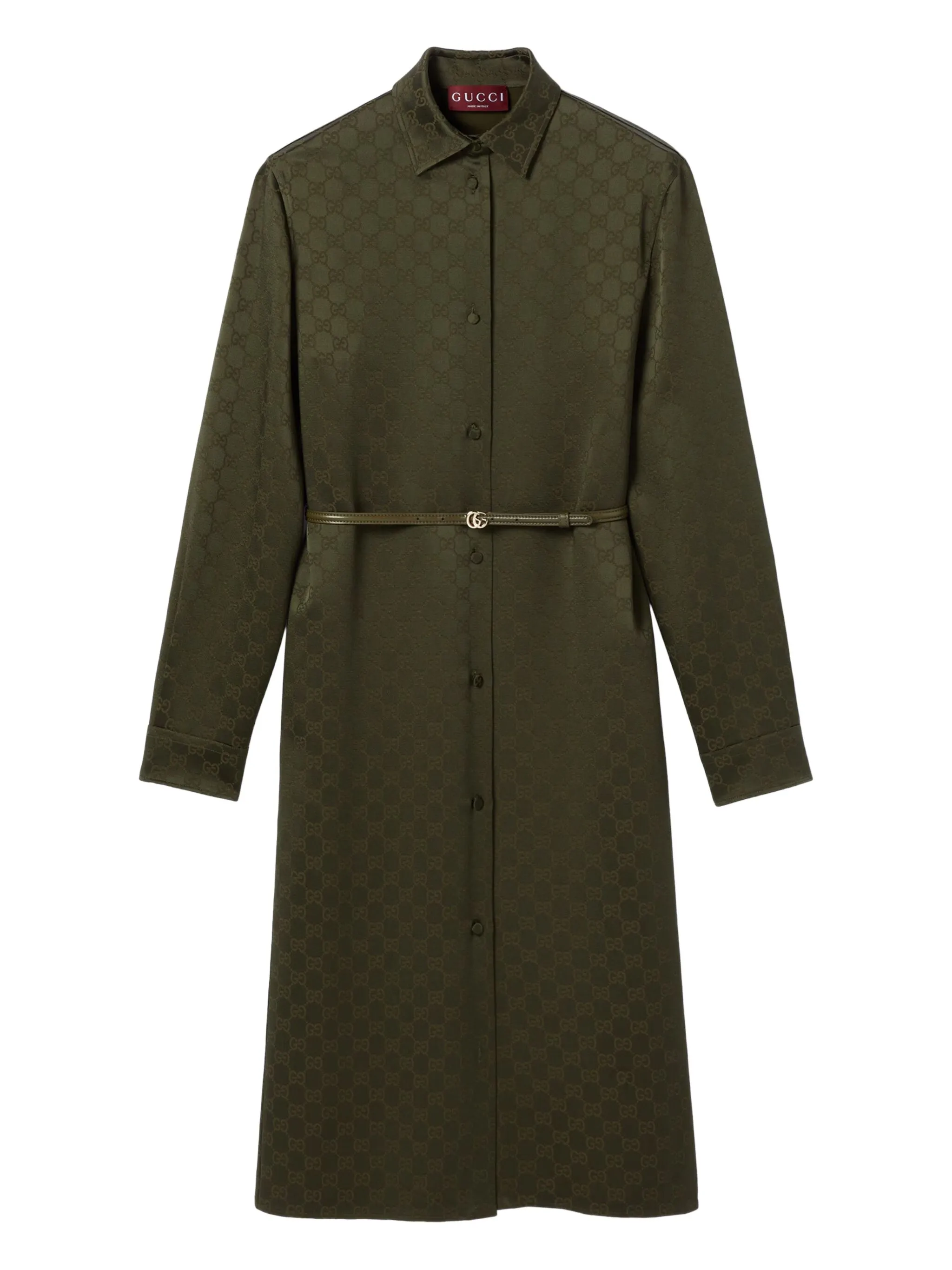 

Платье-рубашка миди с классическим воротником Gucci, зеленый