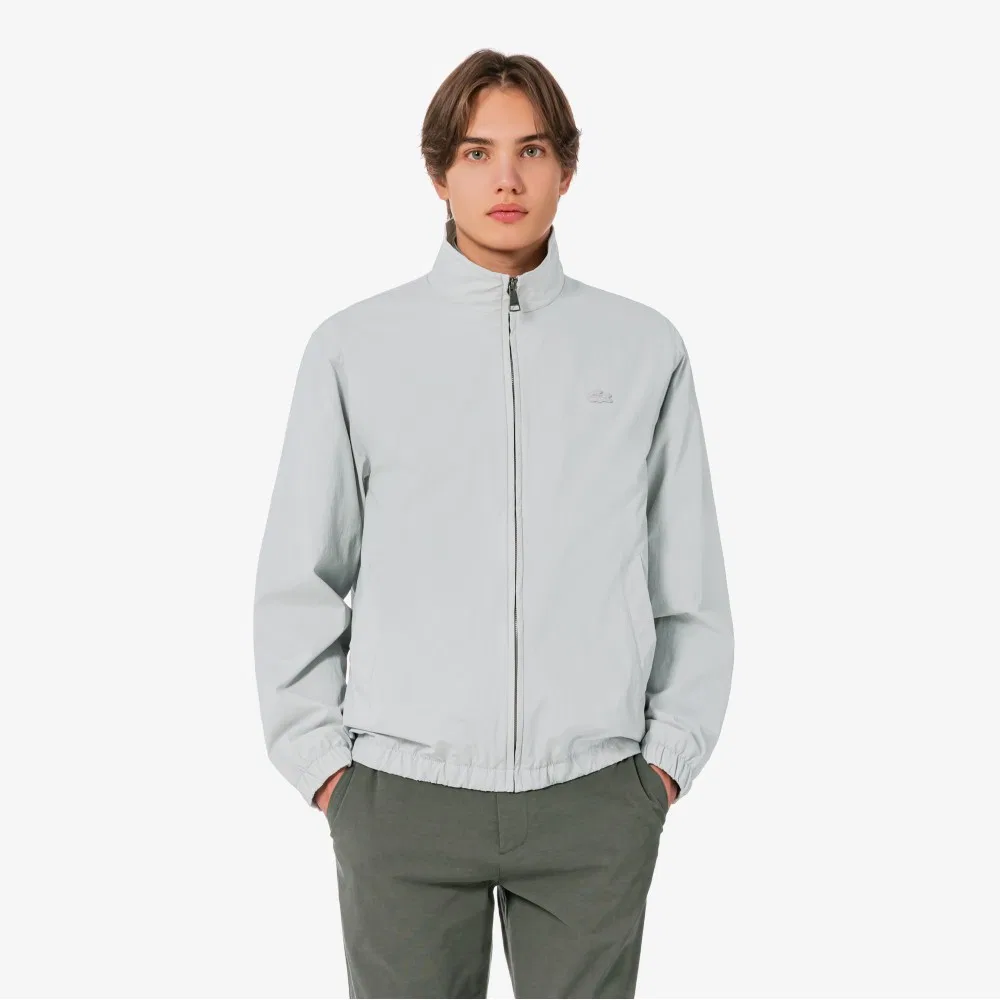 Мужская ветровка с высоким воротником светло-серая от Lacoste — фото 4