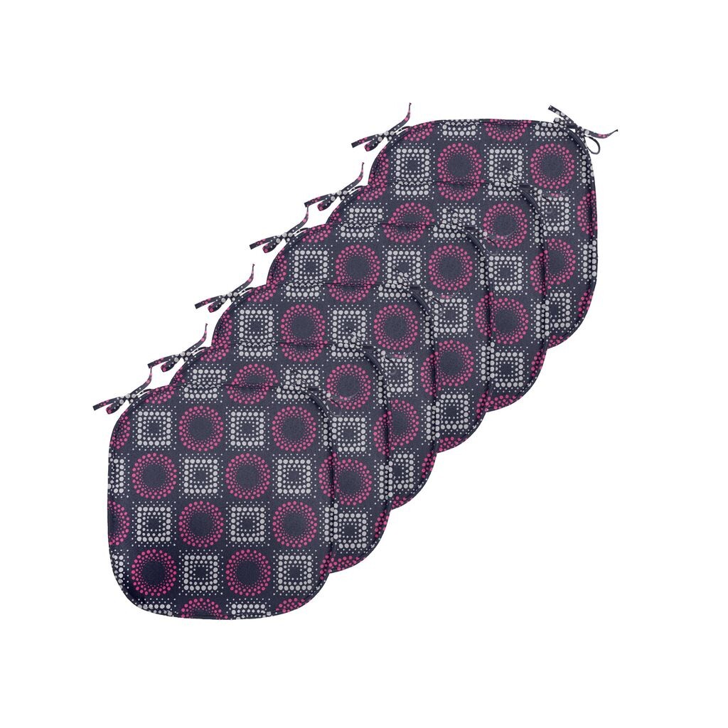 

Подушки на обеденный стул ABAKUHAUS с геометрическим узором, квадраты и круги в горошек, декоративная водонепроницаемая подушка с ремнями для кухонных сидений, 40 см x 40 см — упаковка из 6 шт., цвет индиго, розовый, бледно-серый