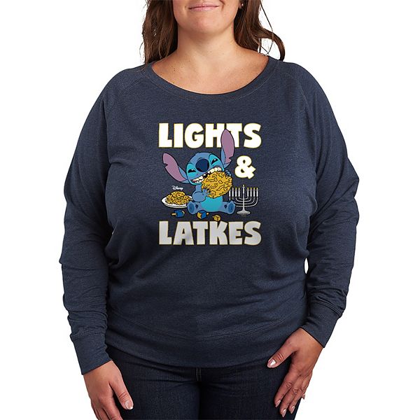 

Plus size футболка с длинным рукавом Lilo & Stitch Lights & Latkes из французского флиса Disney, Heather Indigo