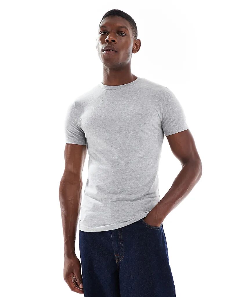 

Футболка ASOS DESIGN Muscle Fit светло-серого цвета