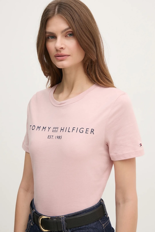 

Хлопковая футболка Tommy Hilfiger, розовый