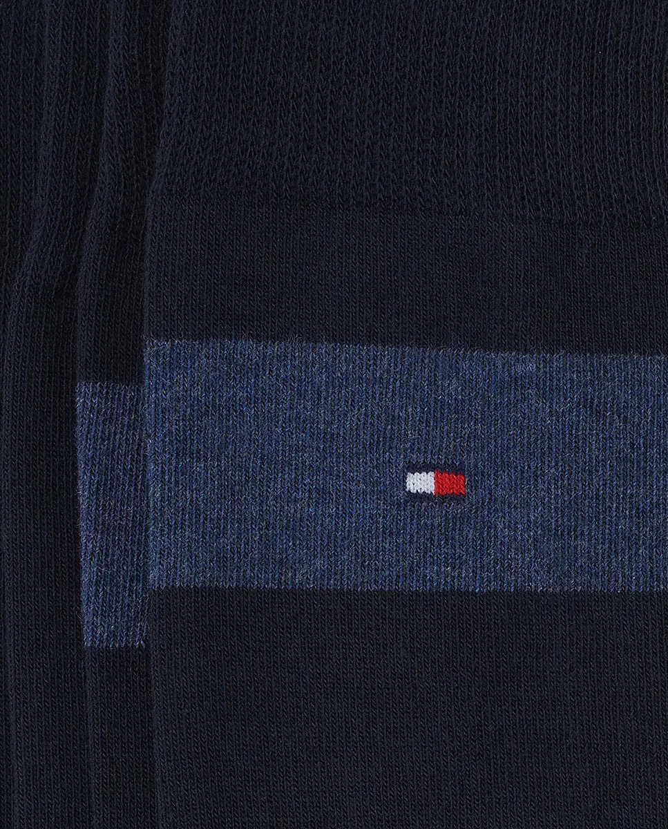 Набор из 2 пар однотонных и полосатых мужских носков Tommy Hilfiger, темно-синий — фото 2