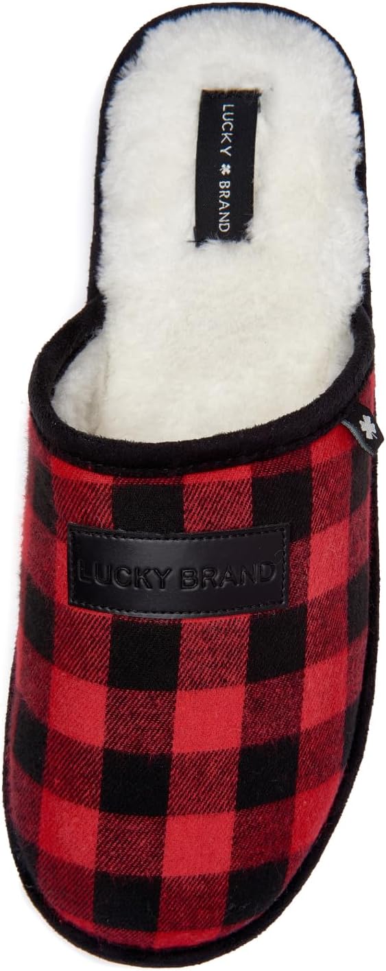 

Мужские тапочки-клоги Lucky Brand в клетку с эффектом памяти - уют и стильный комфорт на каждом шагу, красный