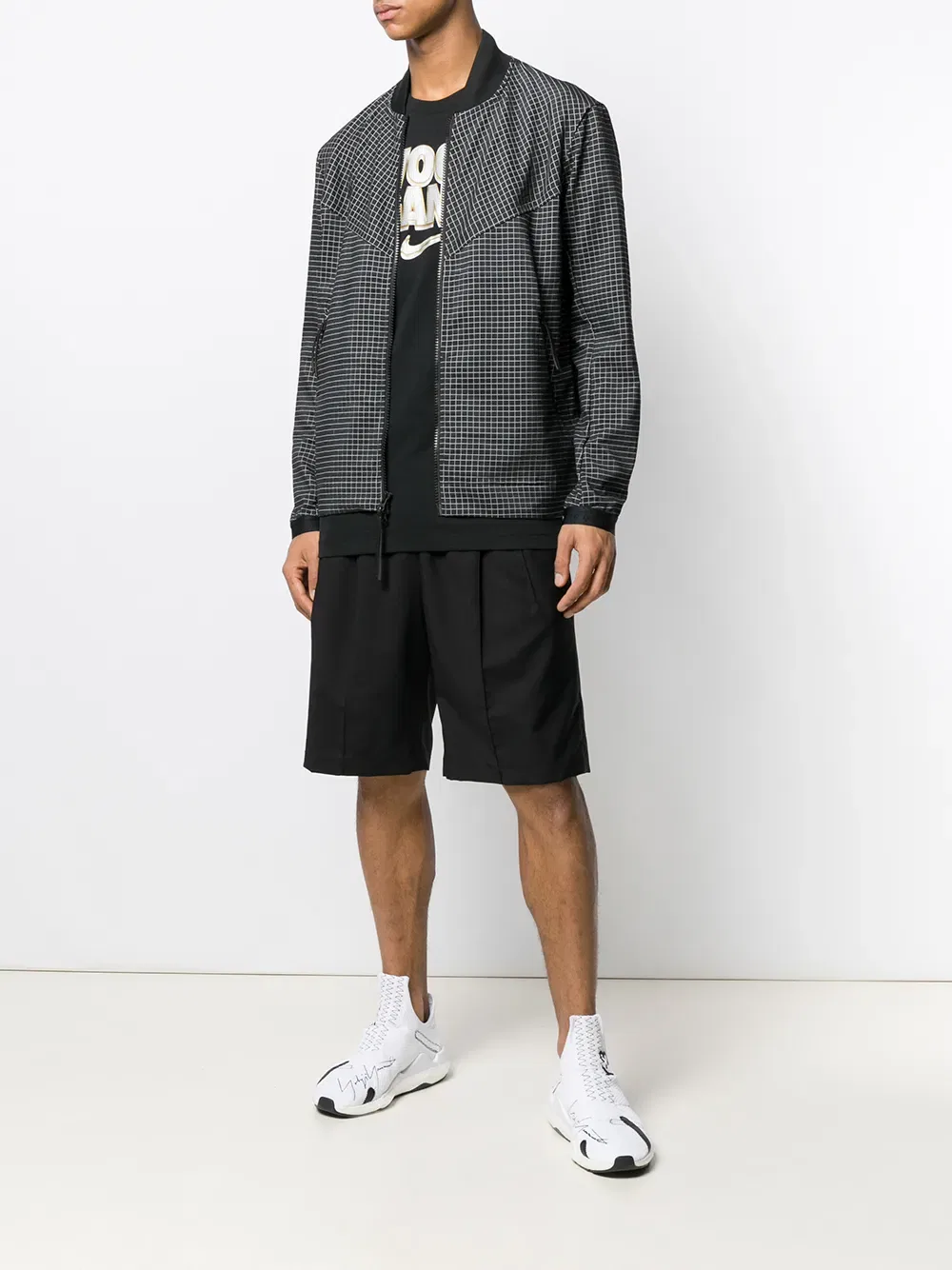 Клетчатая куртка-бомбер Nike, черный — фото 2