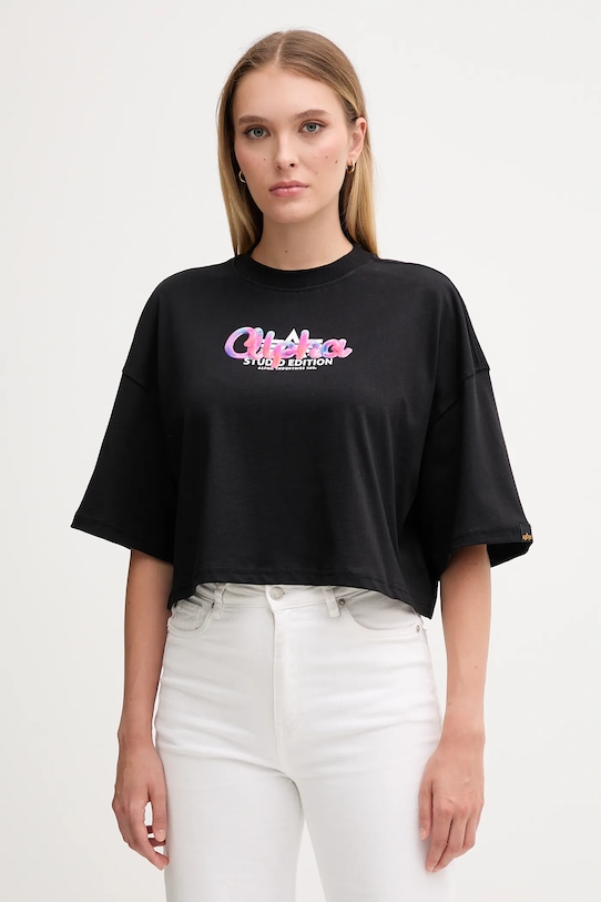 

Хлопковая футболка Alpha Industries, черный