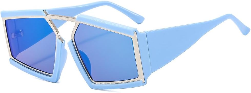 

Модные солнцезащитные очки неправильной формы для женщин и мужчин, винтажные роскошные солнцезащитные очки, трендовые модели, защита от ультрафиолета UV400 TKKTLLT, Blue Blue