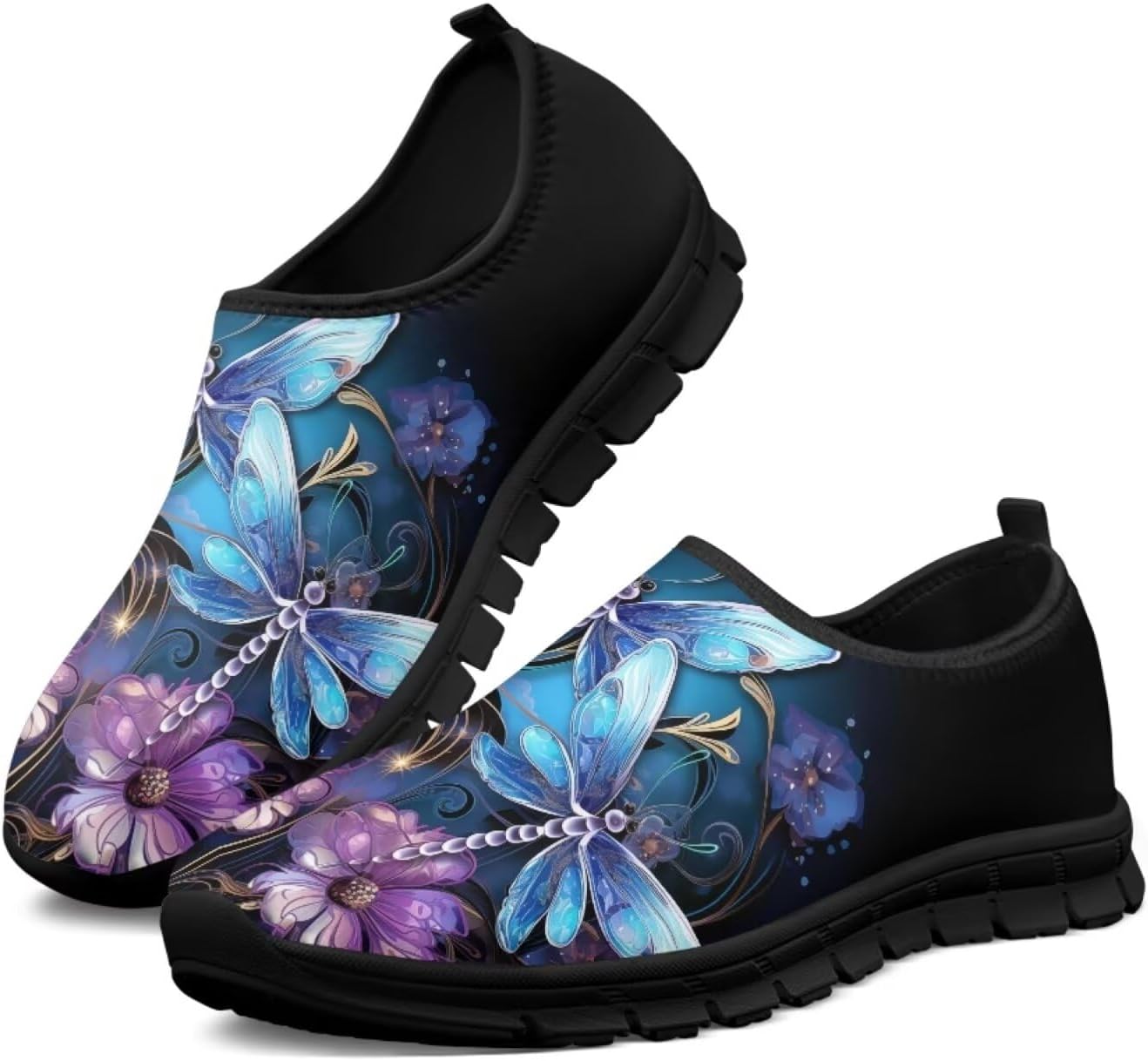 

Мужские кроссовки Howilath с принтом стрекозы и морской черепахи, обувь без шнурков, повседневные лоферы, Aesthetic Dragonfly Floral