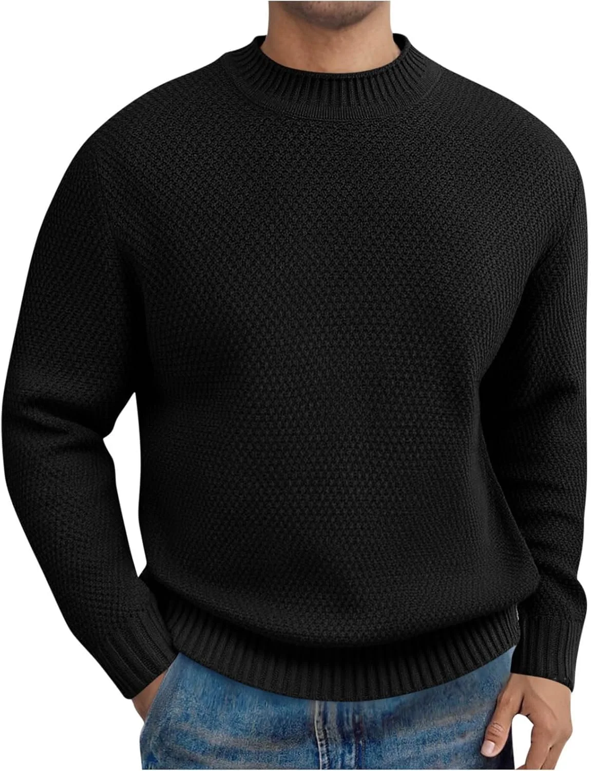 

Мужской свитер Waffle Knit с длинным рукавом и круглым вырезом