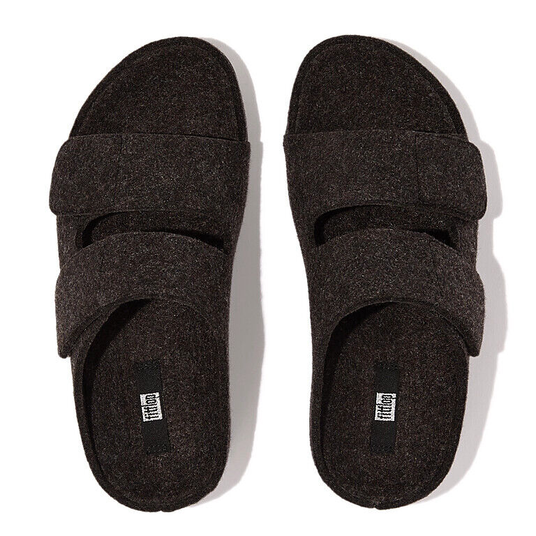 FitFlop Shuv E01 FR9-090 сандалии женские черные регулируемые на двух перемычках с войлочной стелькой — фото 3