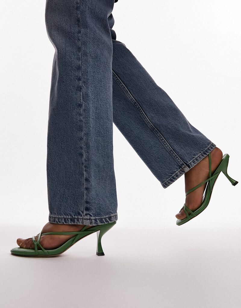 

Зеленые босоножки на каблуке с ремешками Topshop Iyla
