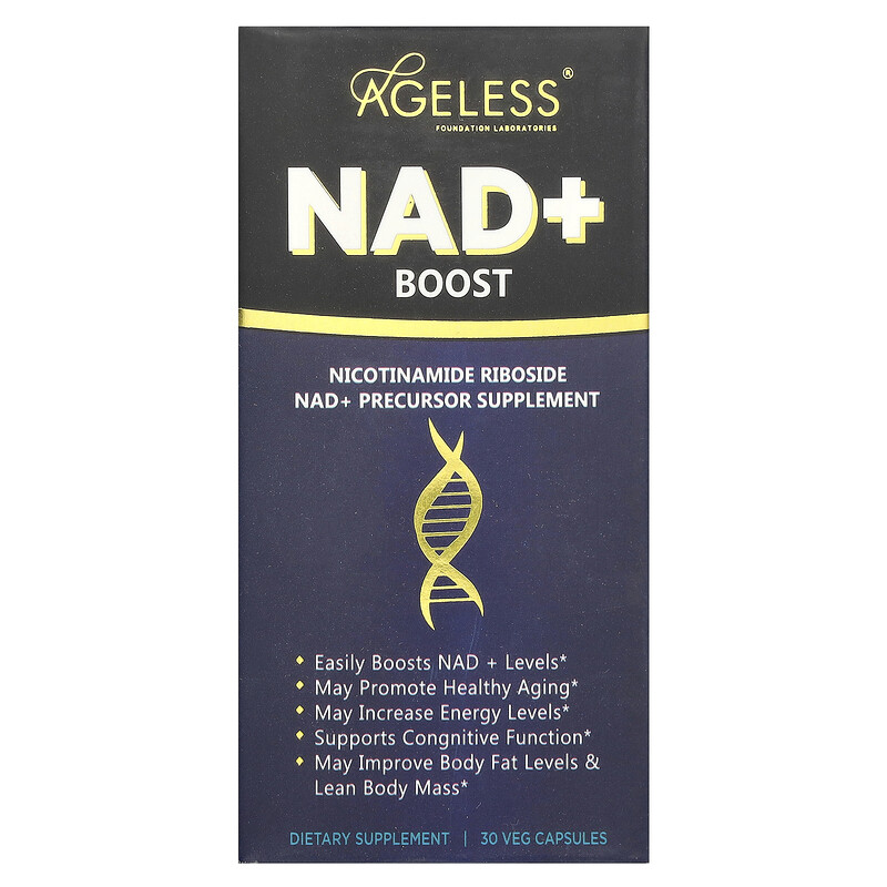

Ageless Foundation Laboratories, NAD + Boost, 30 растительных капсул