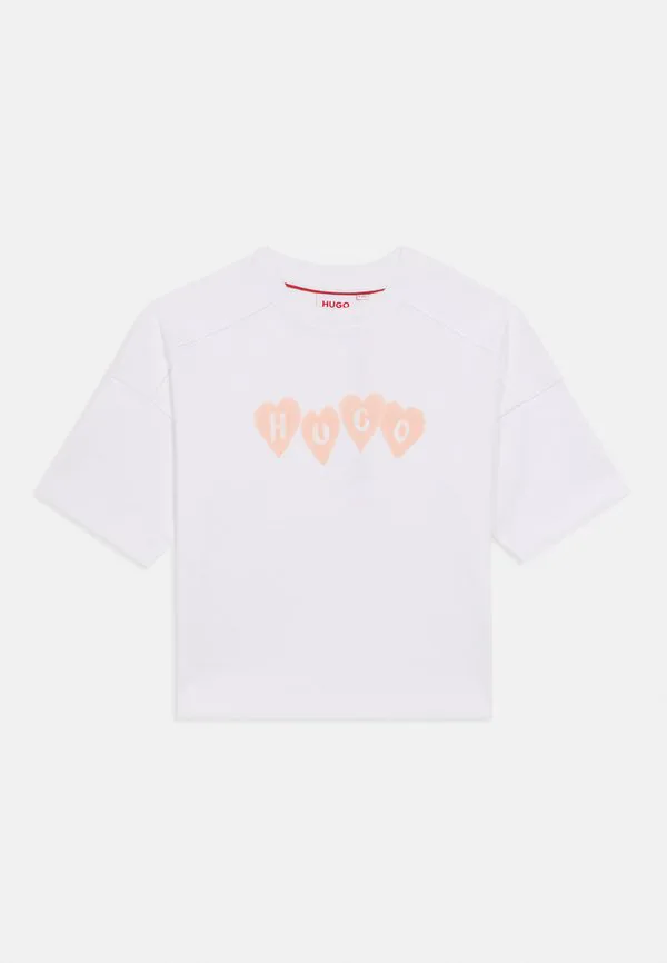 Футболка с короткими рукавами и принтом Hugo Kids, White