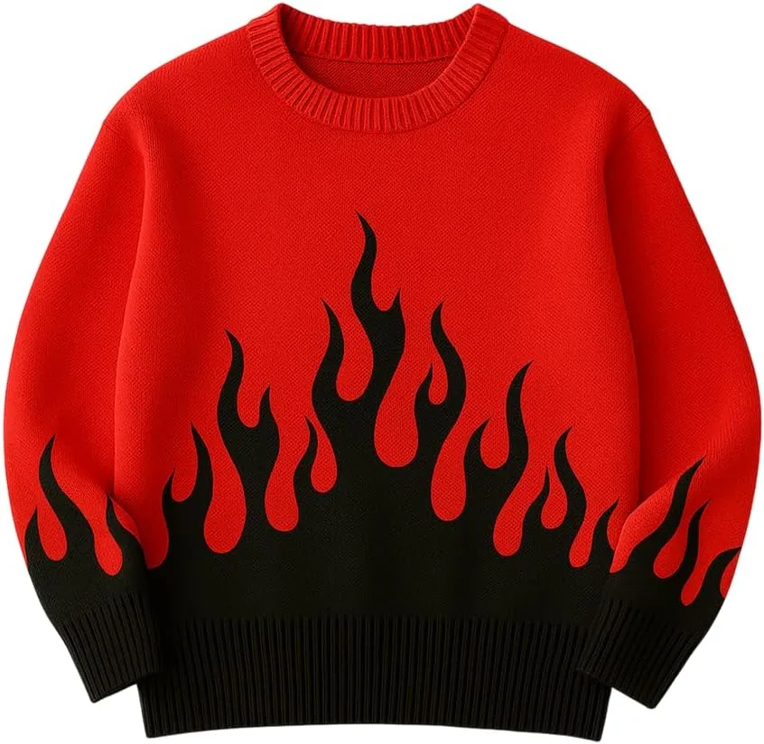 

Унисекс свитер с длинным рукавом и вязаным узором Flame Pattern Grewear