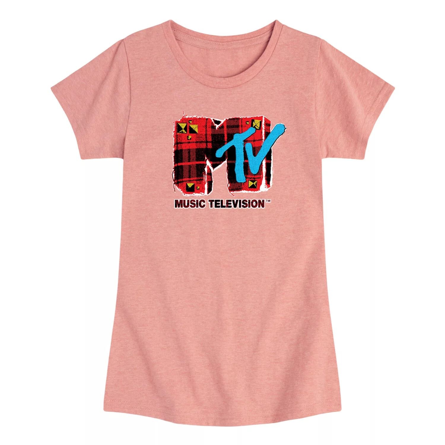 

Футболка в клетку с логотипом MTV для девочек 7–16 лет с графическим рисунком в стиле гранж Licensed Character