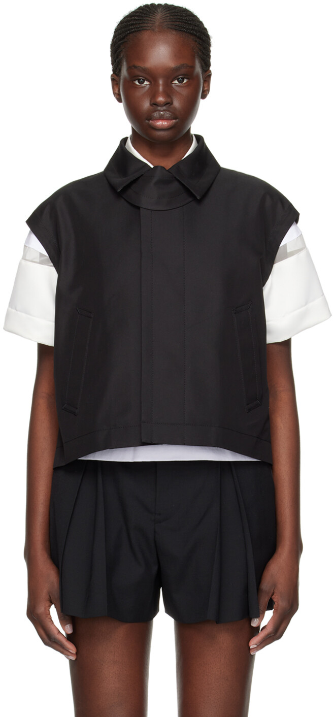 

Черный плиссированный жилет Sacai, цвет Black
