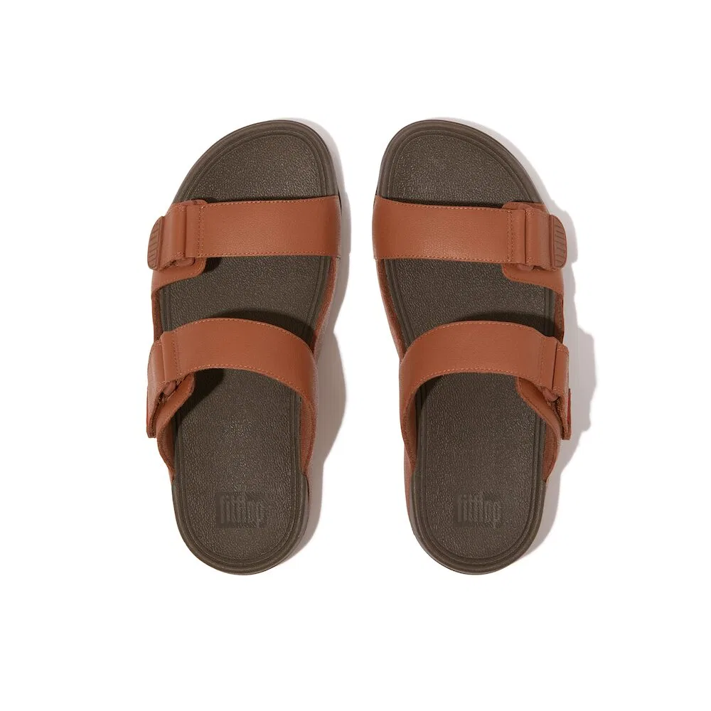 Мужские кожаные слайды Gogh Mock тёмно-бежевые от Fitflop — фото 4