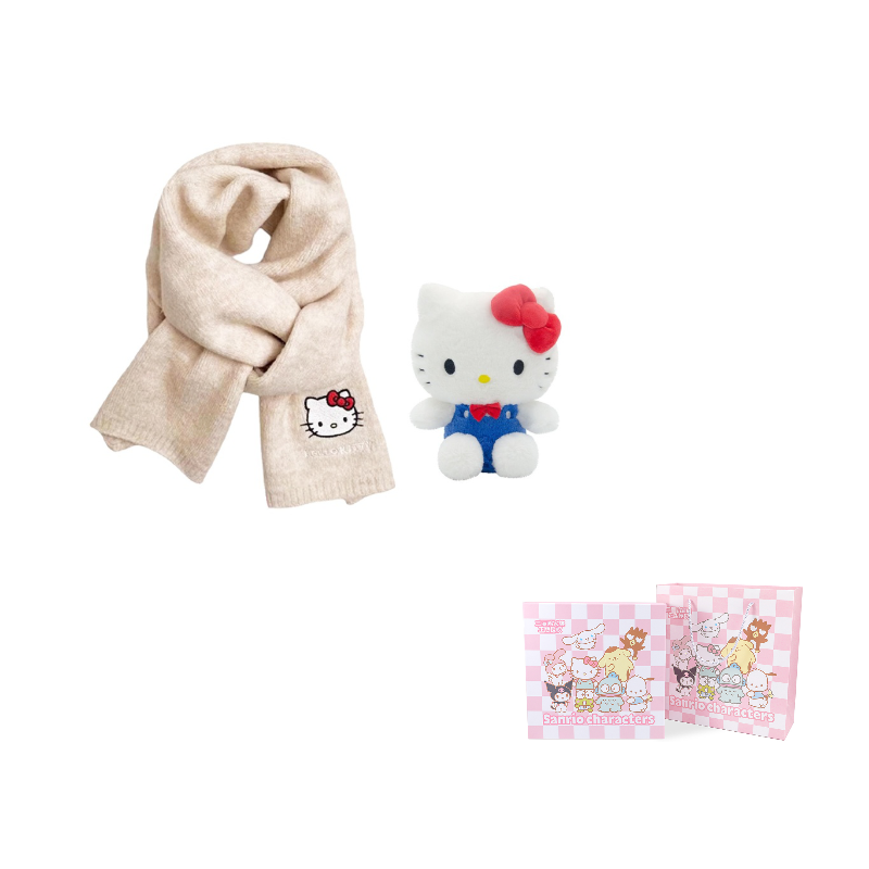 

Sanrio Вязаный шарф Hello Kitty X Hello Kitty унисекс, Hello Kitty Scarf+Large Doll