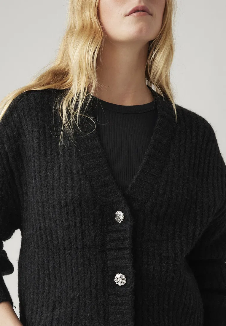 Кардиган женский, фэр-айл узор, модель Gala Fairisle, Levi's, черный — фото 3