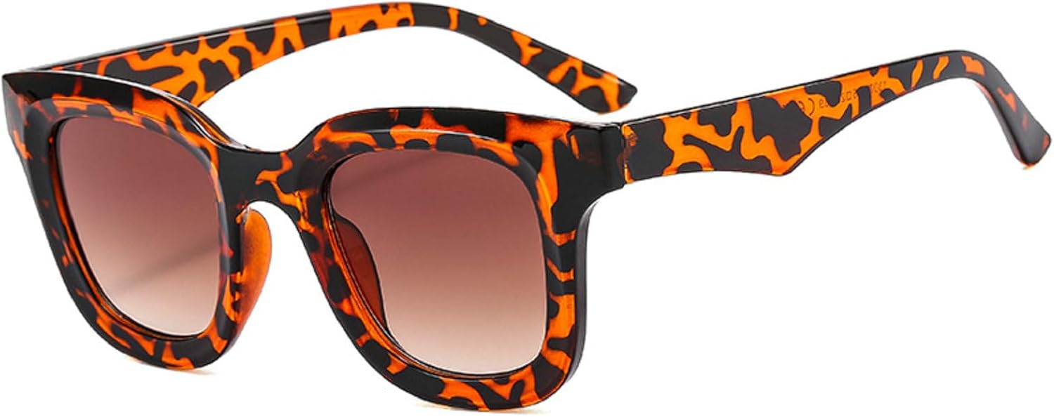 

Мужские солнцезащитные очки в стиле ретро, ​​квадратные, модные, прозрачные, с защитой от УФ-излучения UV400; женские солнцезащитные очки в стиле панк Melrose, Leopard