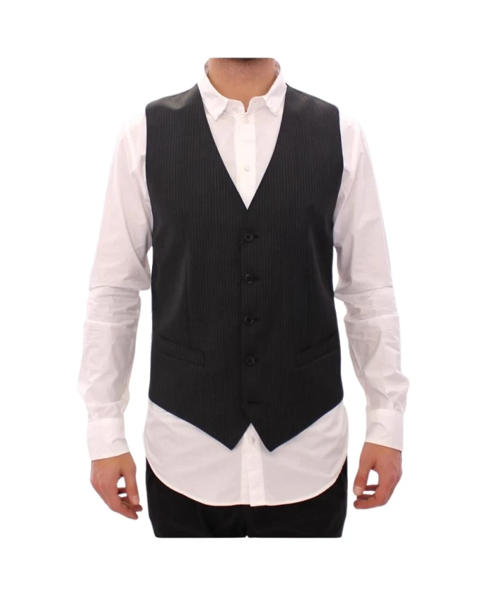 

Жилет в серую полоску Dolce & Gabbana, черный