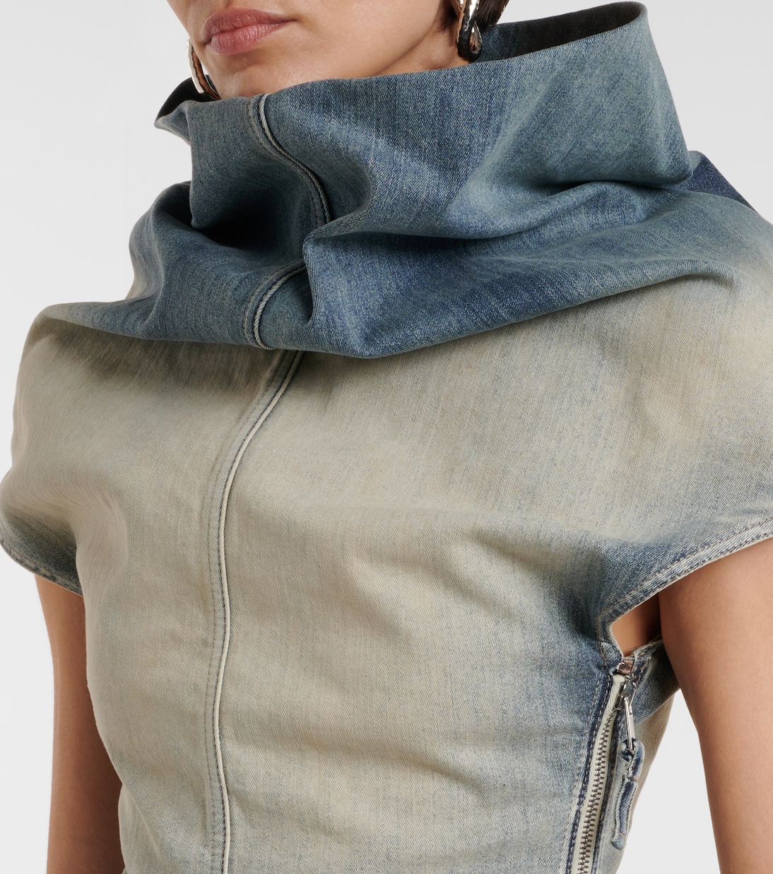Драпированный джинсовый топ Rick Owens, Hustler Degrade — фото 4