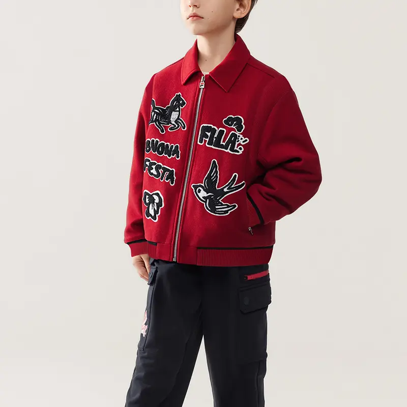 Куртка с утеплителем и лацканом Lapel Moderate FILA KIDS, rhythm красный-fpk — фото 3