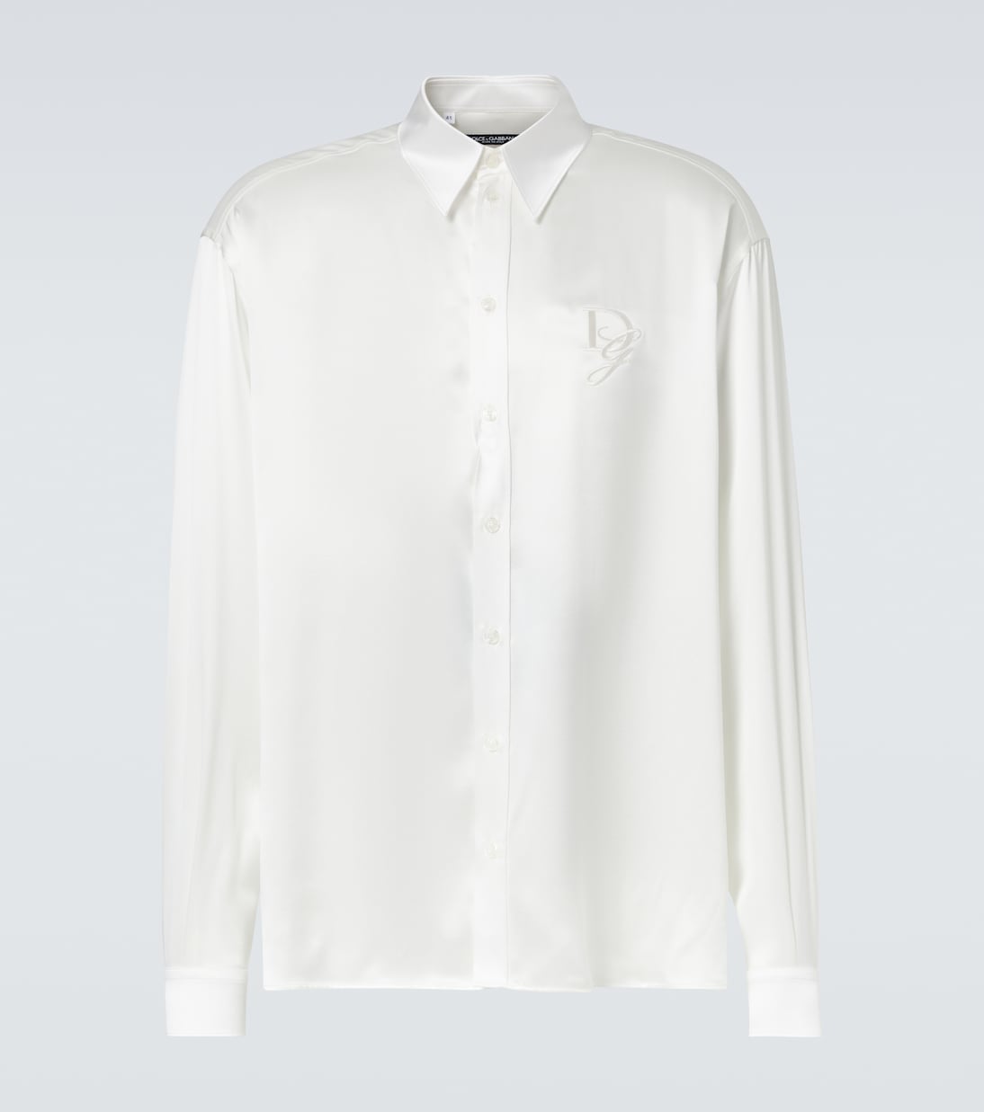 

Шелковая атласная рубашка для смокинга Dolce&Gabbana, Optical White