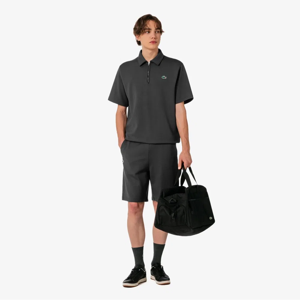 Футболка мужская Lacoste с коротким рукавом на молнии, темно-серый — фото 4
