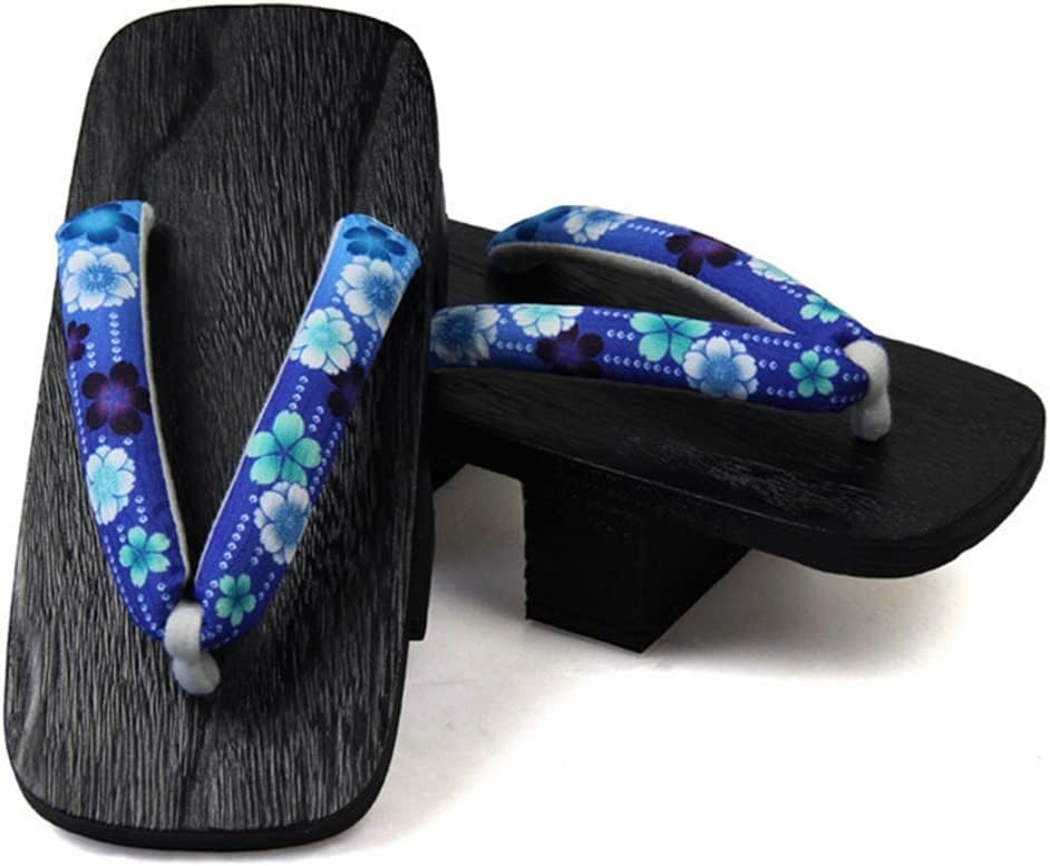 

Традиционные деревянные сандалии Гета для женщин, женские домашние тапочки с открытым носком, двухзубые шлепанцы на высоком каблуке, сандалии, женские и мужские шлепанцы Гета для парных костюмов на Хэллоуин Kitcissl, синий