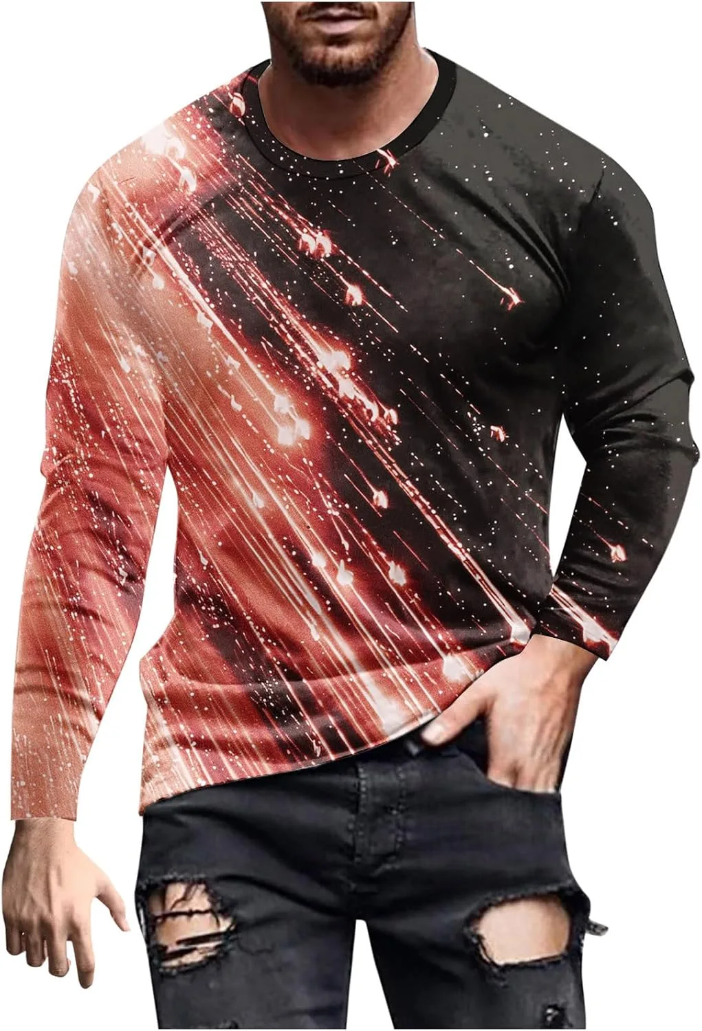 

Свитшот с круглым вырезом для мужчин, графический принт, длинный рукав, свободный крой Muscularfit