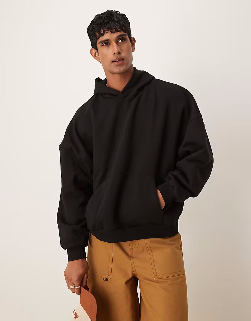

Толстовка оверсайз из плотной ткани премиум-класса ASOS DESIGN плотностью 400 г/м² черного цвета